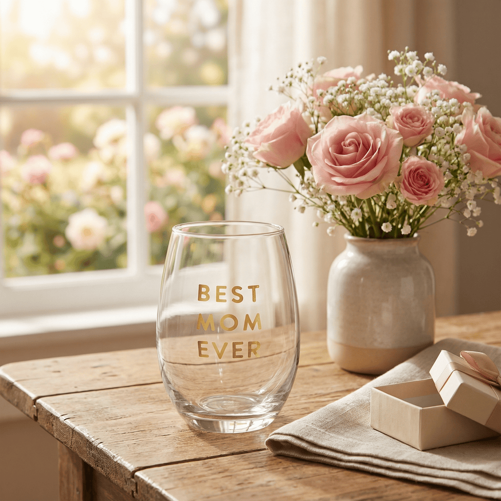 Best Mom Ever Stemless Wine Glass | Crystal Clear Drinkware Gift For Mother's Day | 17 oz by The Bullish Store