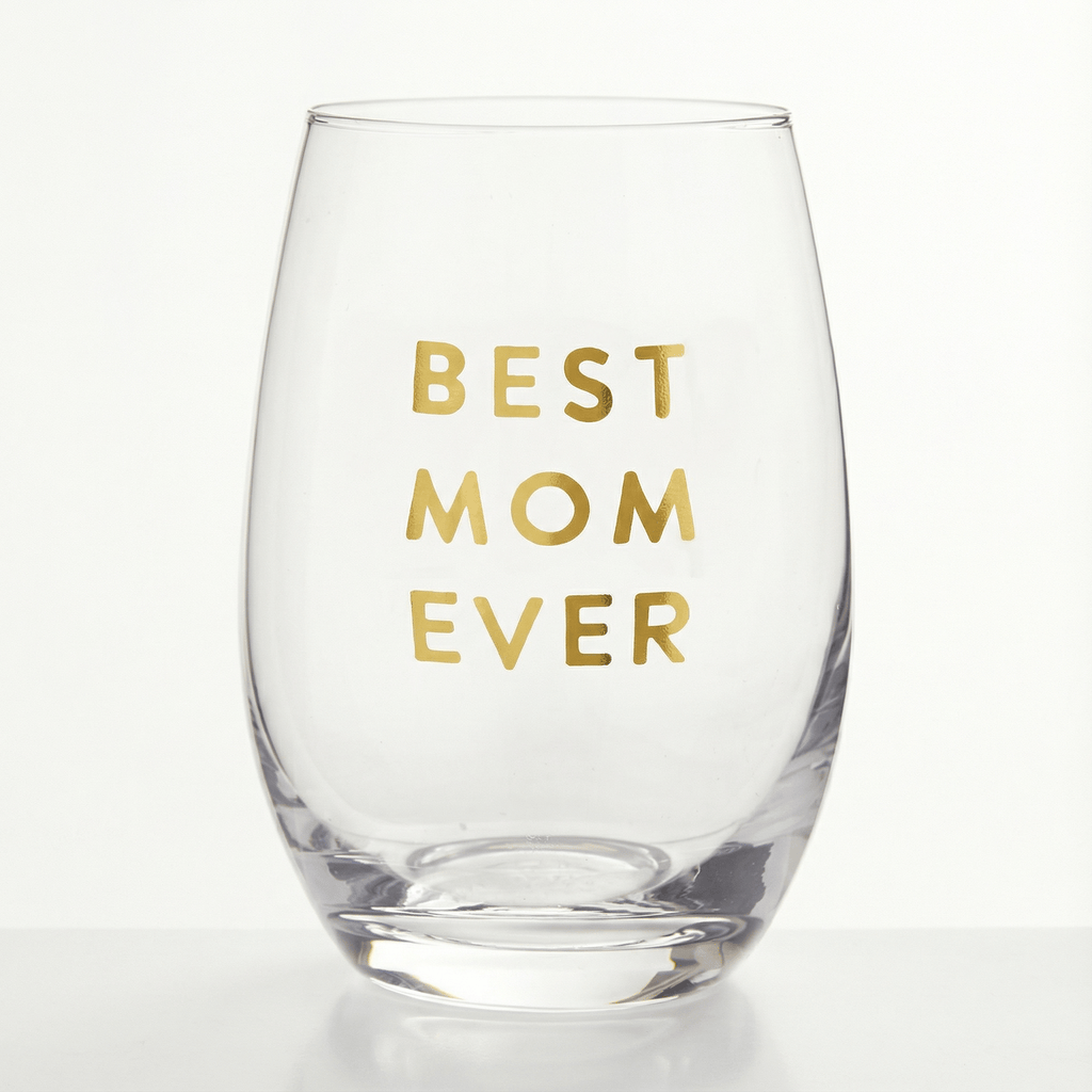 Best Mom Ever Stemless Wine Glass | Crystal Clear Drinkware Gift For Mother's Day | 17 oz by The Bullish Store