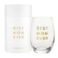 Best Mom Ever Stemless Wine Glass | Crystal Clear Drinkware Gift For Mother's Day | 17 oz by The Bullish Store