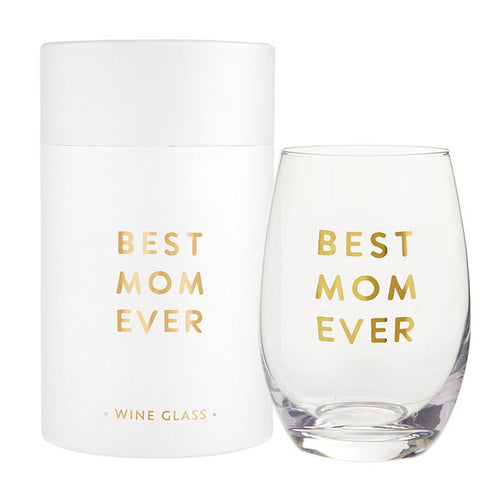 Best Mom Ever Stemless Wine Glass | Crystal Clear Drinkware Gift For Mother's Day | 17 oz by The Bullish Store
