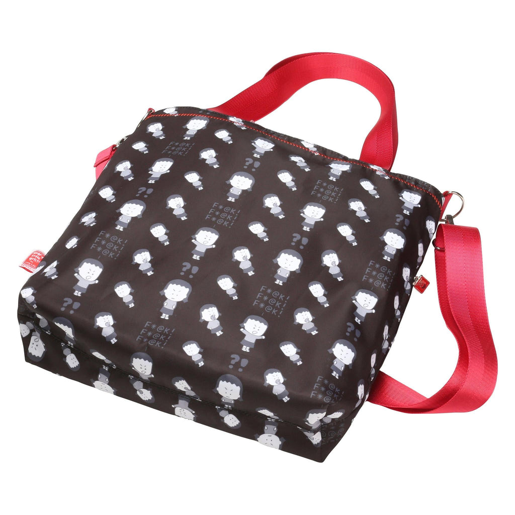 Black "Angry Little Girls F@*K F@*K F@*K" Pattern Tote Cross Body Bag | Sling Handbag | 38" x 32" by The Bullish Store