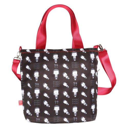 Black "Angry Little Girls F@*K F@*K F@*K" Pattern Tote Cross Body Bag | Sling Handbag | 38" x 32" by The Bullish Store