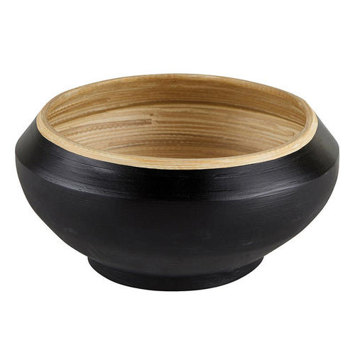 Black Bamboo Large Bowl | Serving Dish in Black/Tan | 8" x 3.5" by The Bullish Store