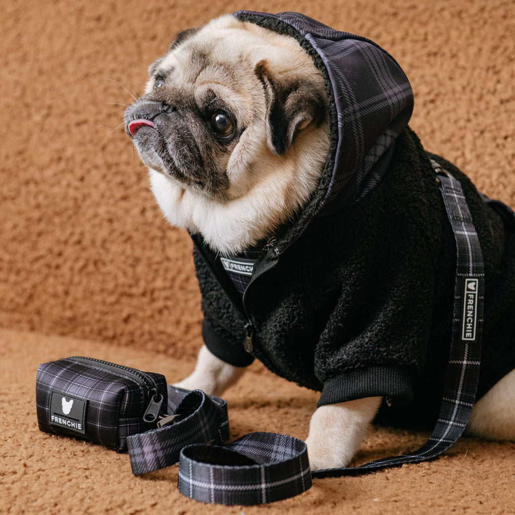 Frenchie Dog Hoodie - Black Plaid by Frenchie Bulldog