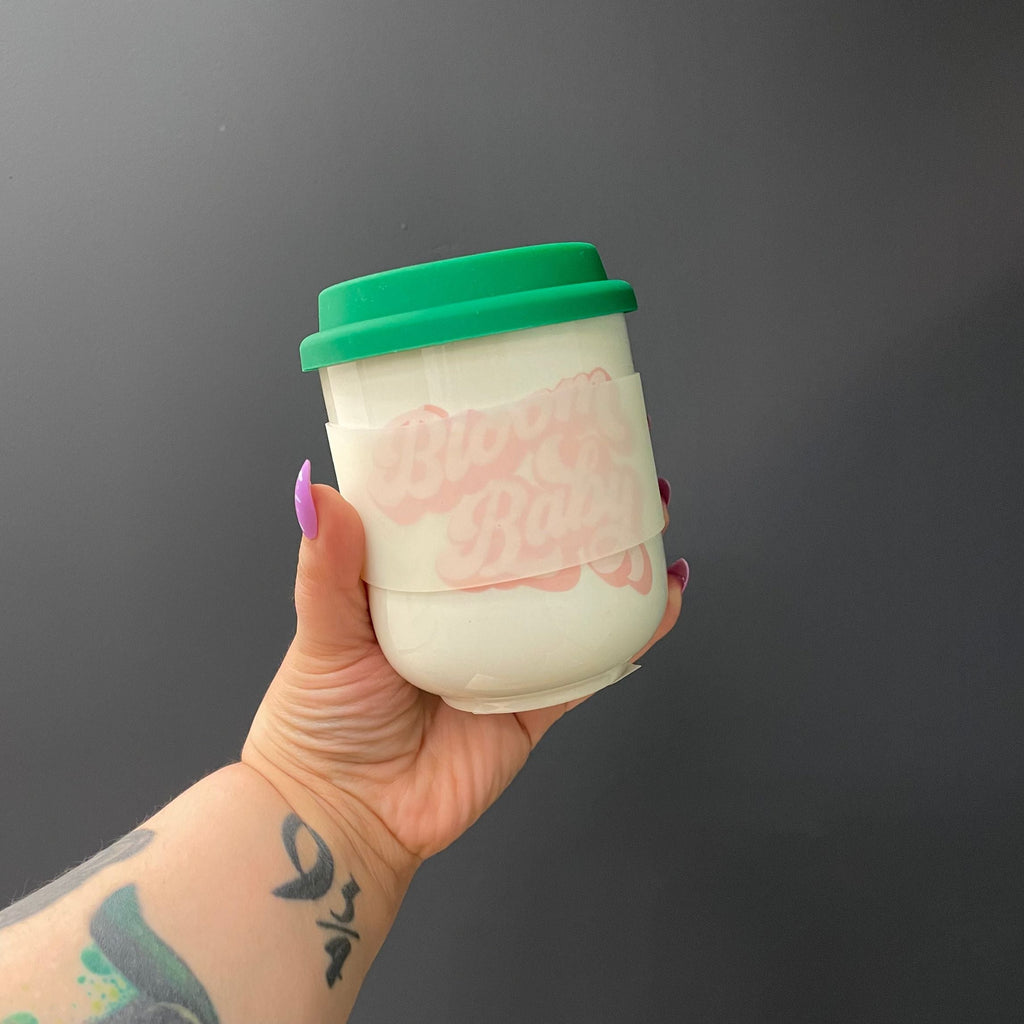 Bloom Baby Ceramic To Go Mug | Holds 16 oz. | Eco Mug with Silicone Lid and Sleeve by The Bullish Store