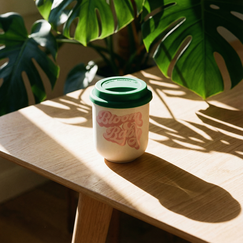 Bloom Baby Ceramic To Go Mug | Holds 16 oz. | Eco Mug with Silicone Lid and Sleeve by The Bullish Store