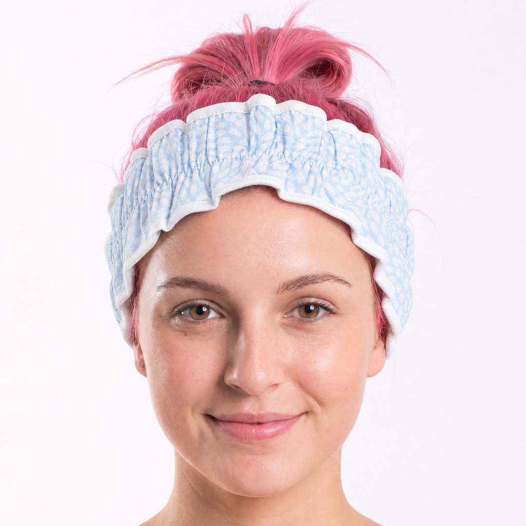 Blue Zinnia Flower Spa Headband | Hair Band for Skincare Facial After Shower by The Bullish Store