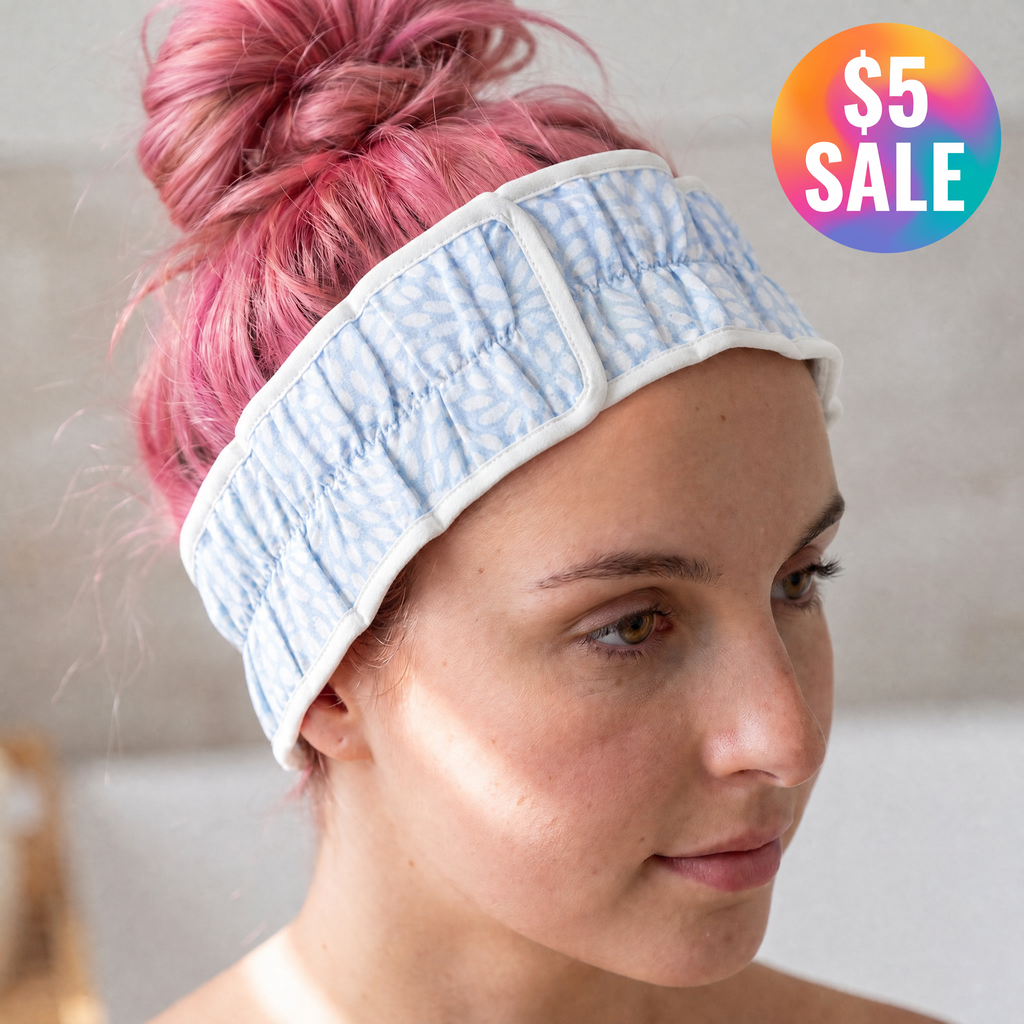 Blue Zinnia Flower Spa Headband | Hair Band for Skincare Facial After Shower by The Bullish Store