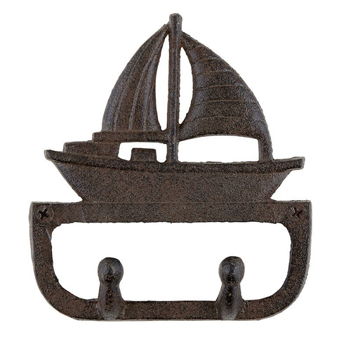 Boat Cast Iron Brown Hook | Coastal Themed Decorative Wall Hook | 5.5" x 5"H by The Bullish Store