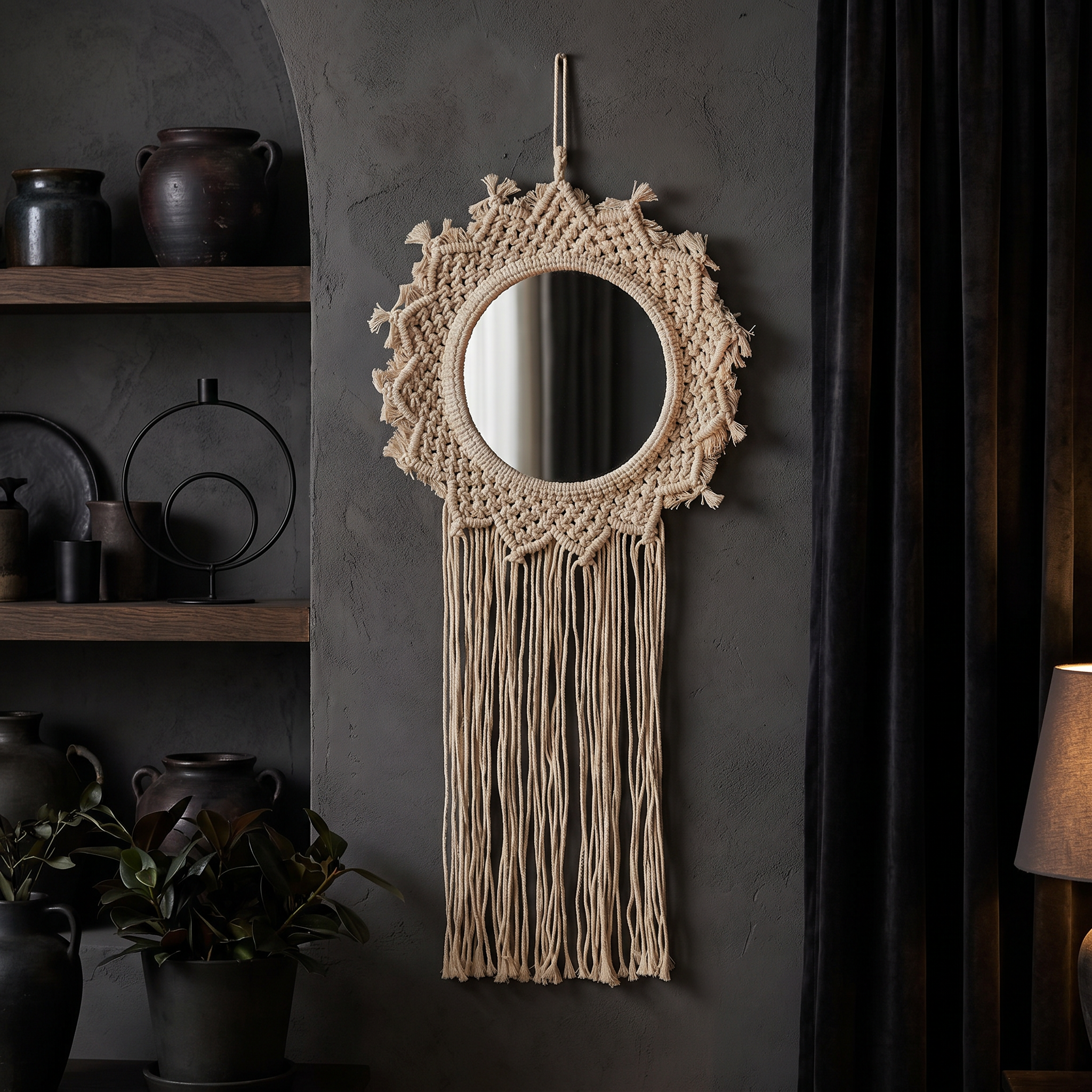 Bohemian Style Hanging Mirror | Wall Hanging Macrame Decor | 12.2" x 25.2" by The Bullish Store