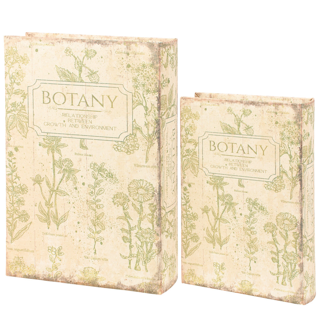Botany Book Box Set of 2 | Vintage Book Shaped Storage Stash Trinket Boxes by The Bullish Store