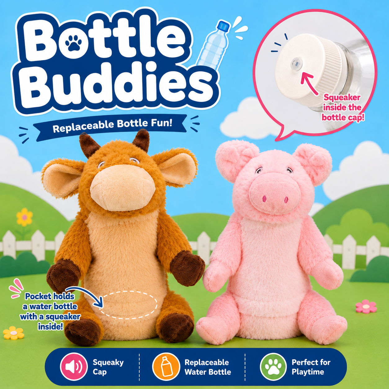 Bottle Buddy Dog Toys - 10"