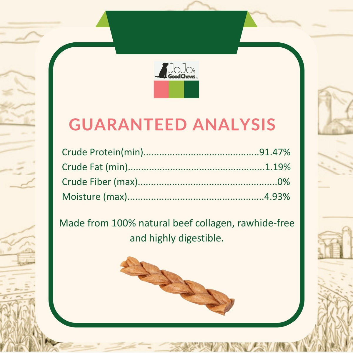 All-Natural Braided Collagen Stick Dog Treats, Supports Joint, Skin & Coat Health – 6-Inch Standard (25/case) by American Pet Supplies
