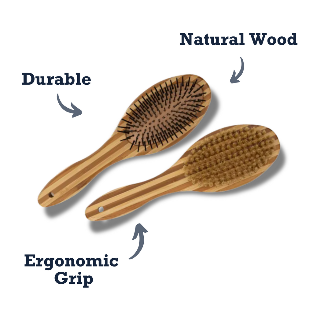 Country Living Dual-Sided Natural Wood Dog Brush - Ergonomic, Durable & Versatile
