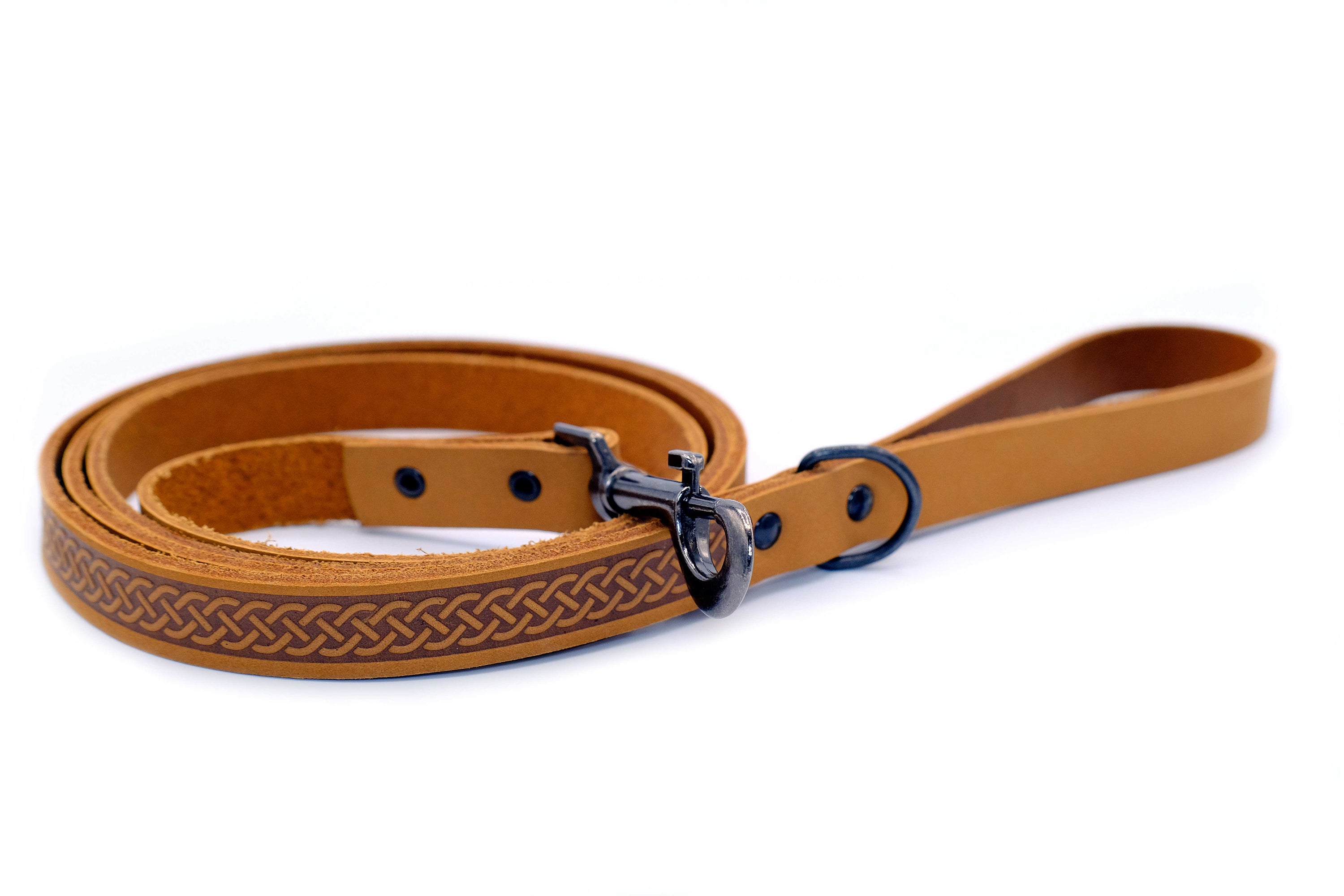 Celtic Sport Khaki Leather Dog Leash by Euro-Dog Collars and Leads