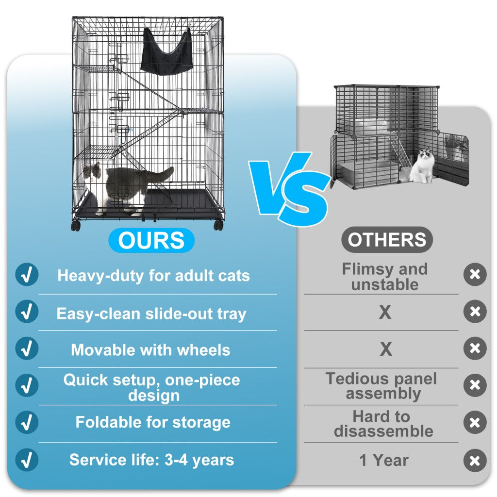 50 Inch 4-Tier Cat Cage C02 by Homey Pet Official