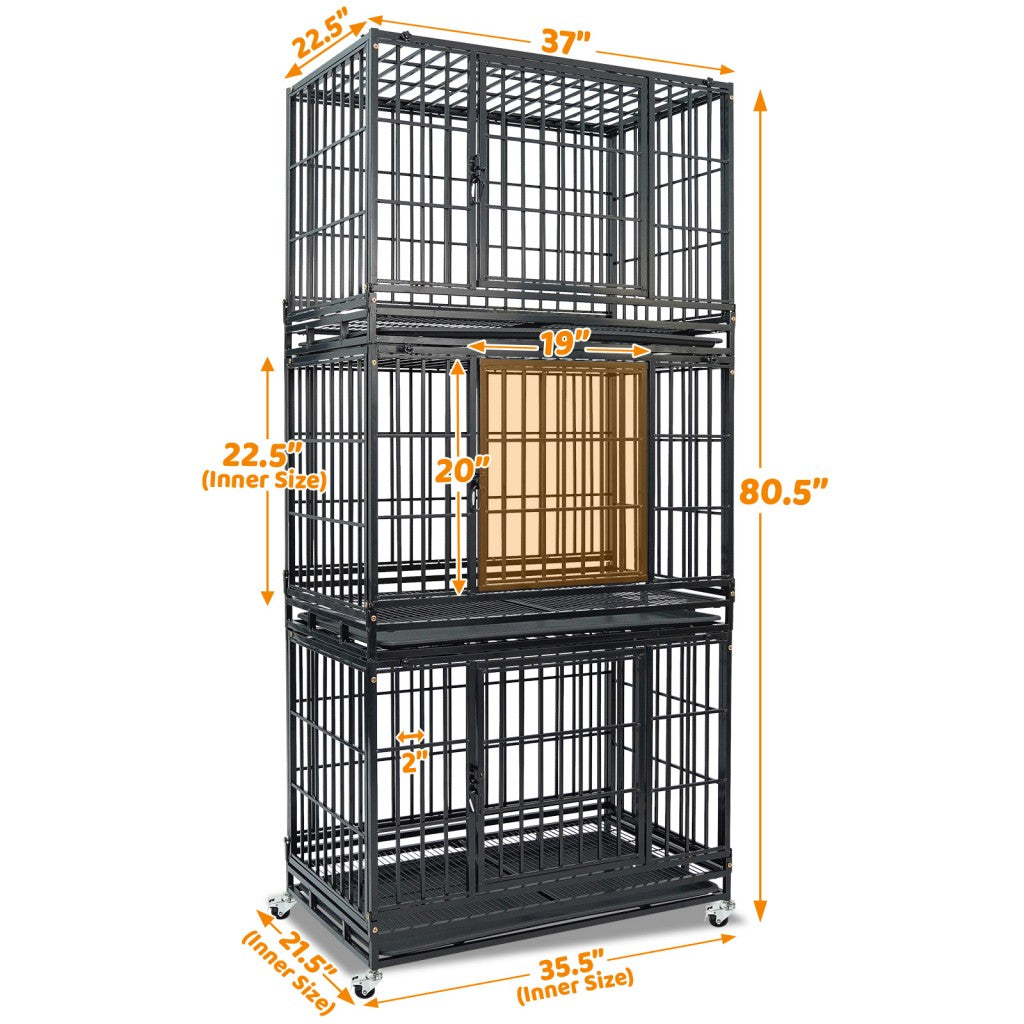 37" Stackable Heavy Duty Dog Kennel 371D04 by Homey Pet Official