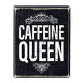 Caffeine Queen Box Sign in Black | Funny Rustic Wall Wooden Box Sign Decor by The Bullish Store