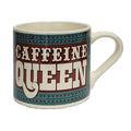 Caffeine Queen Ceramic Mug | Vintage Style | Design on Both Sides | In a Gift Box by The Bullish Store