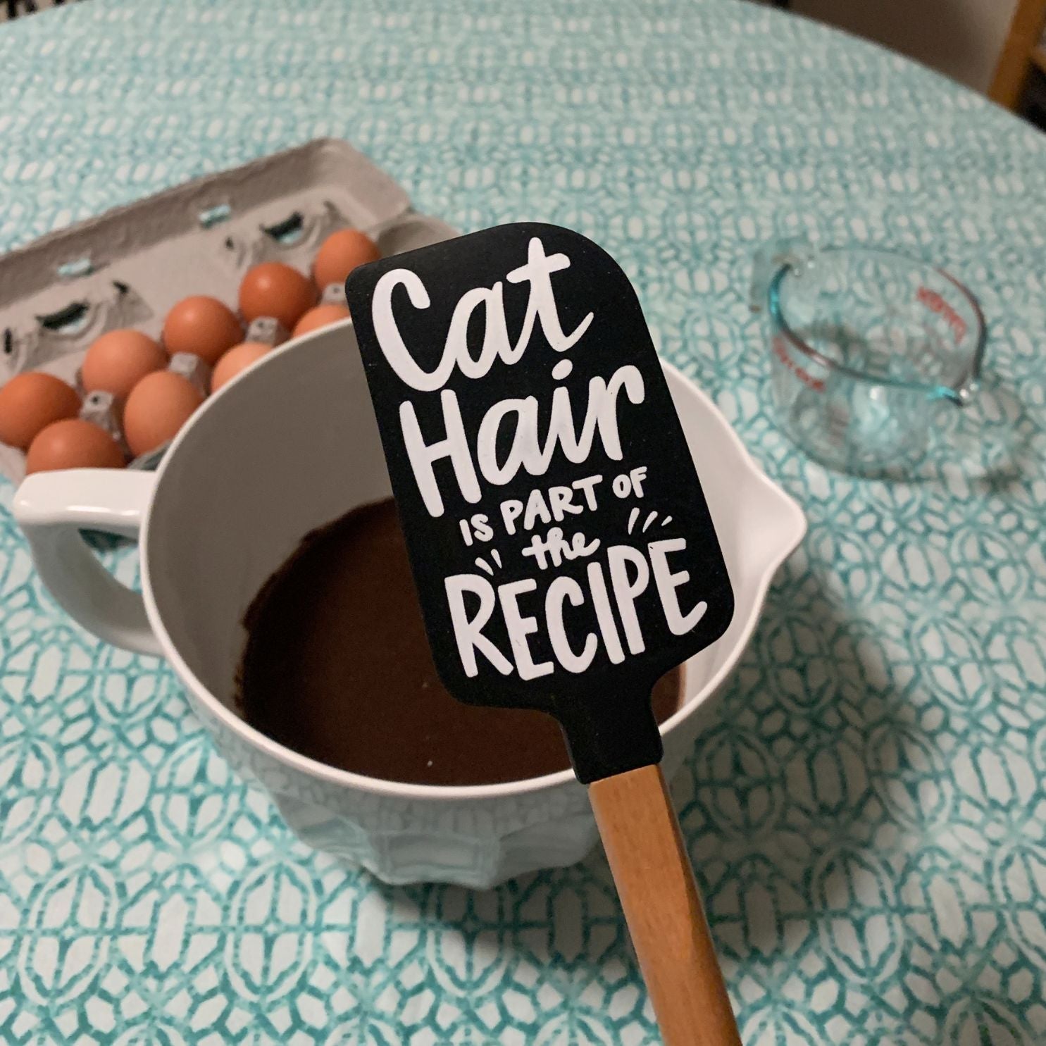 Cat Hair Is Part of The Recipe Spatula With A Wooden Handle by The Bullish Store