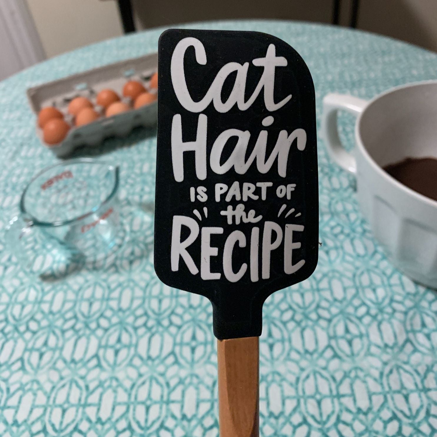 Cat Hair Is Part of The Recipe Spatula With A Wooden Handle by The Bullish Store