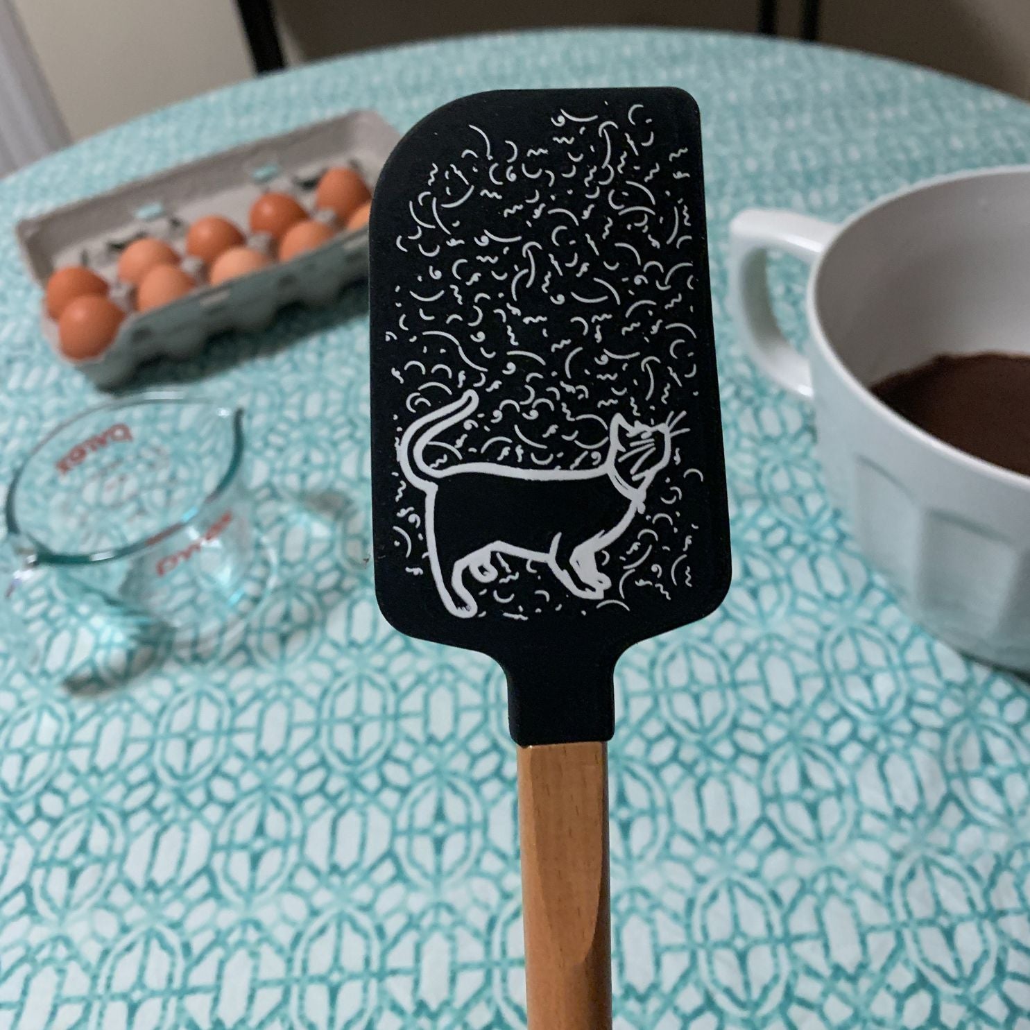 Cat Hair Is Part of The Recipe Spatula With A Wooden Handle by The Bullish Store
