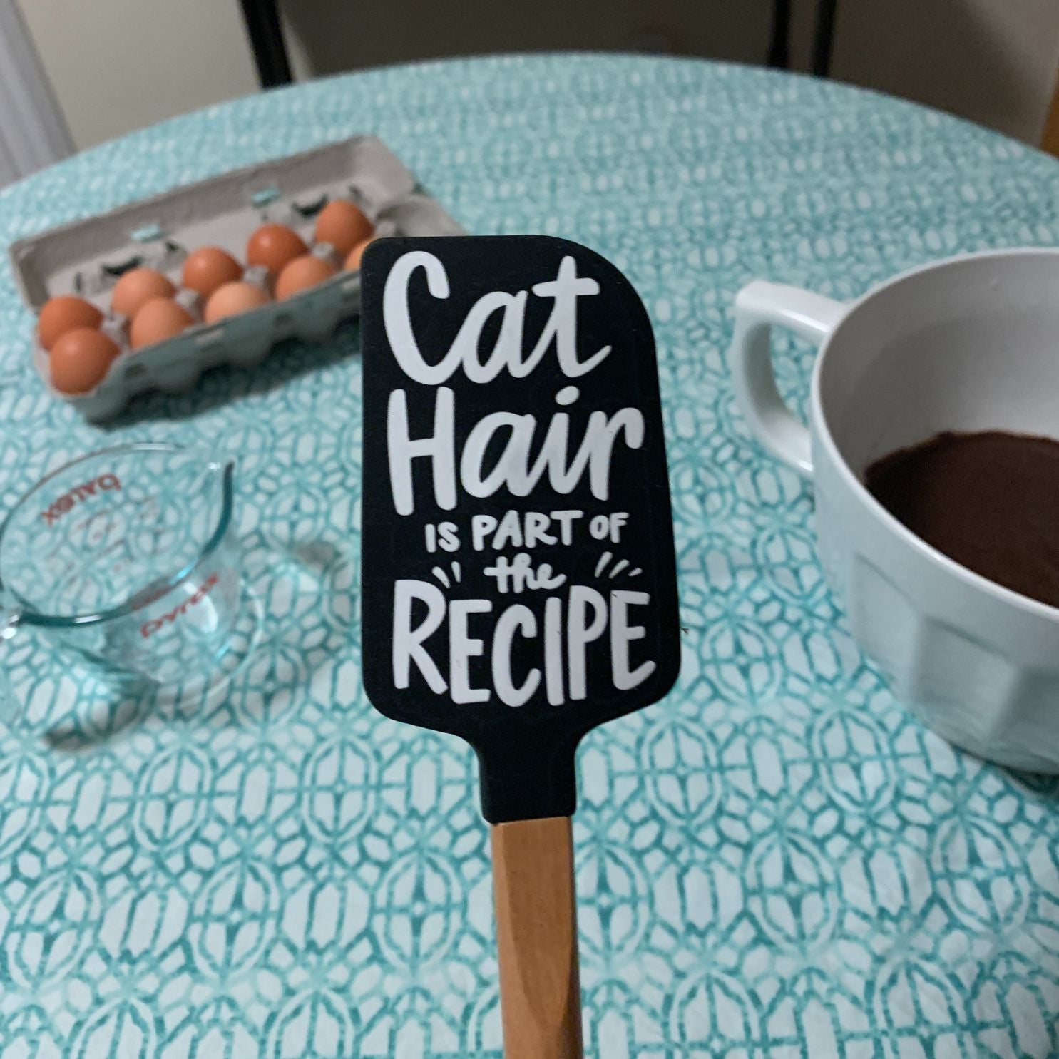 Cat Hair Is Part of The Recipe Spatula With A Wooden Handle by The Bullish Store