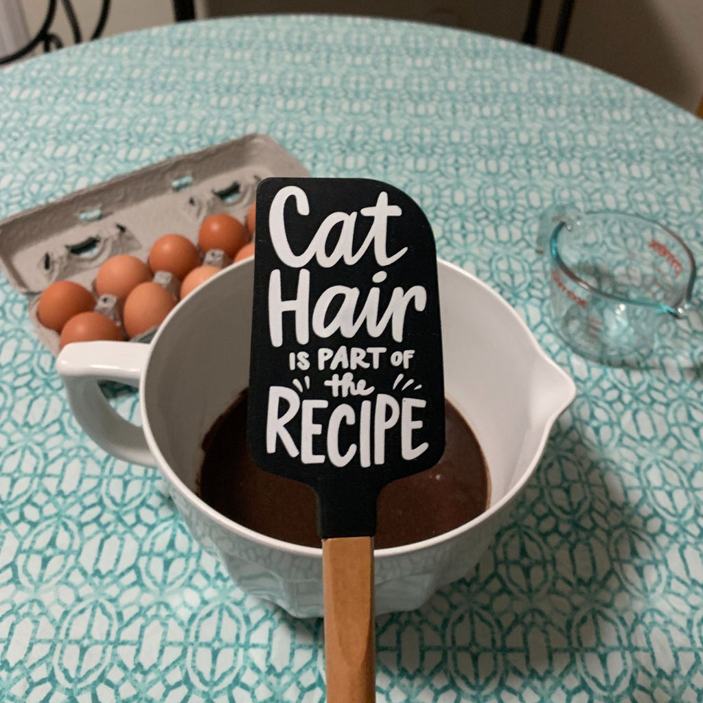 Cat Hair Is Part of The Recipe Spatula With A Wooden Handle by The Bullish Store