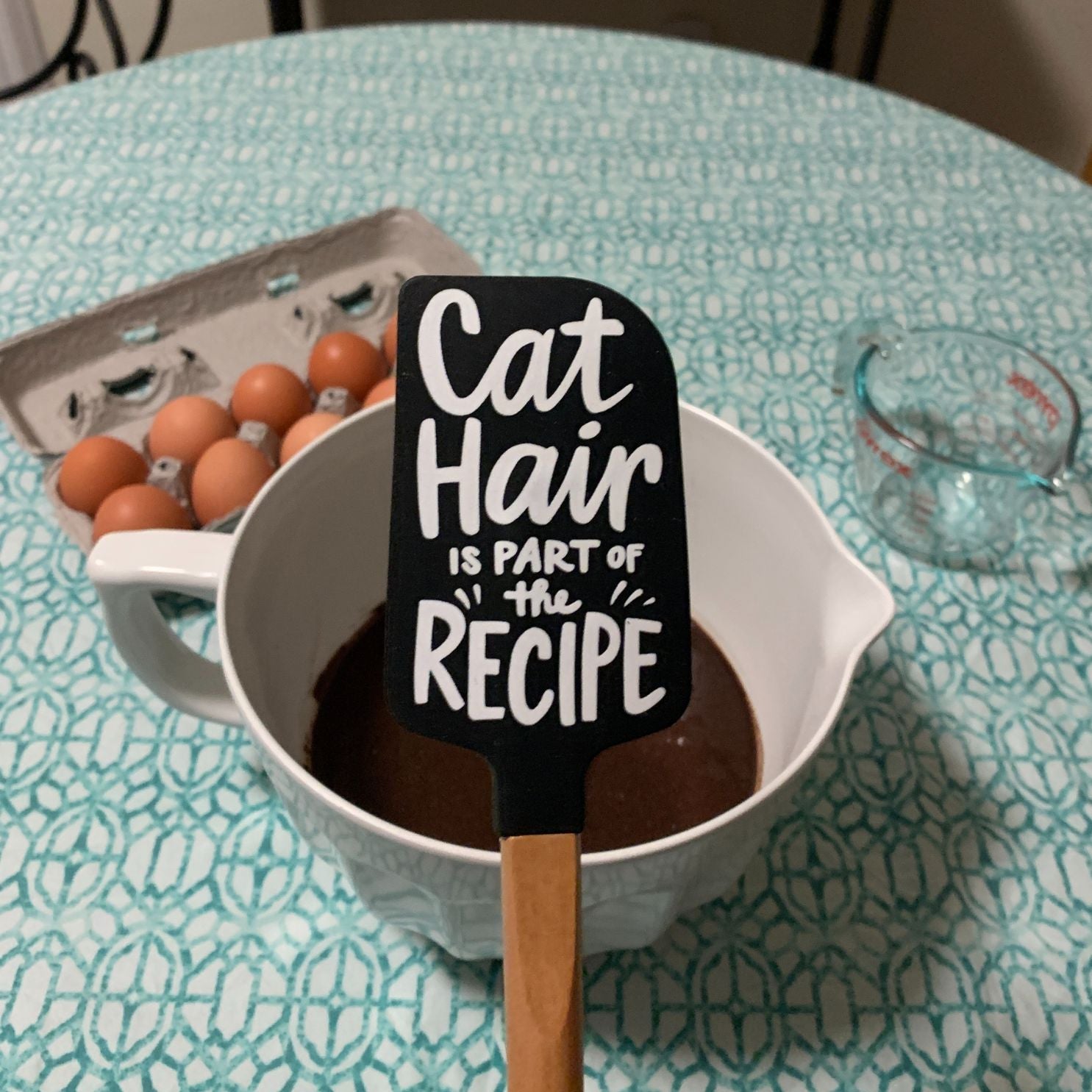 Cat Hair Is Part of The Recipe Spatula With A Wooden Handle by The Bullish Store
