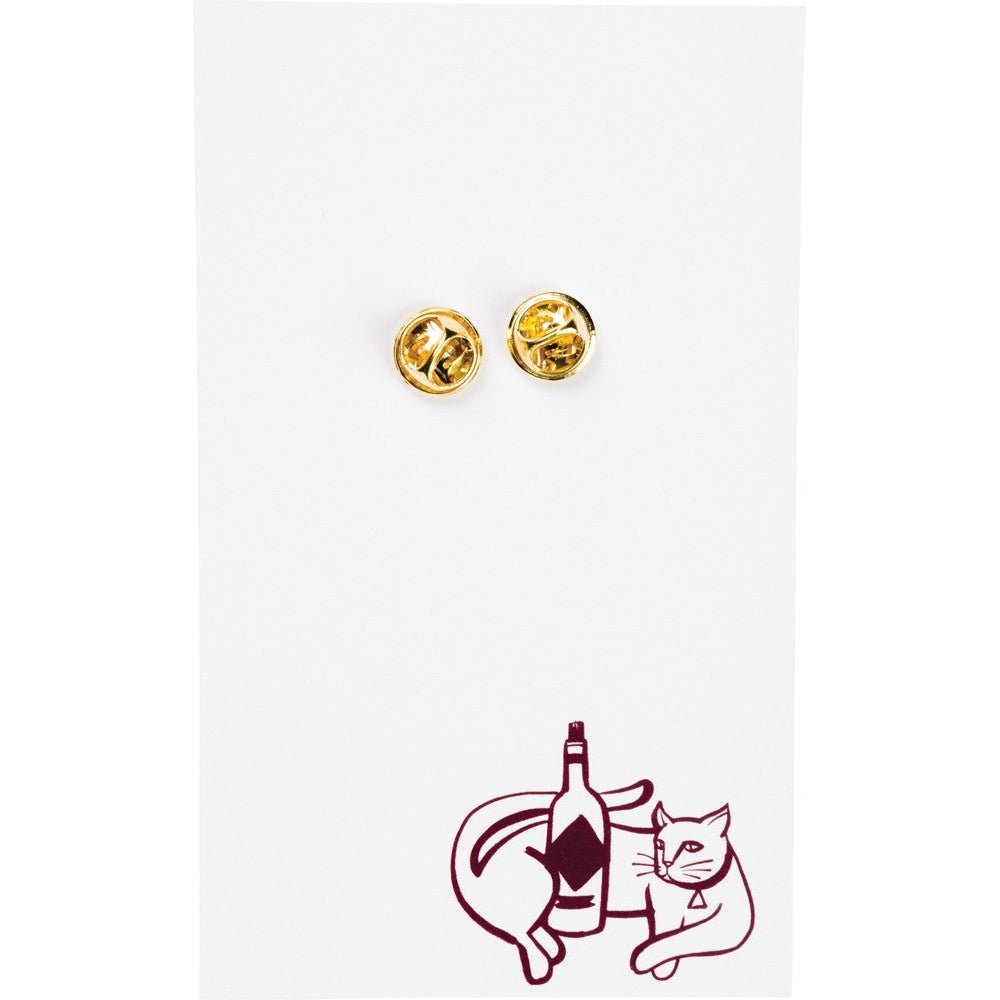 Cats and Wine Make Everything Fine Enamel Pin in Purplish Red and Gold by The Bullish Store