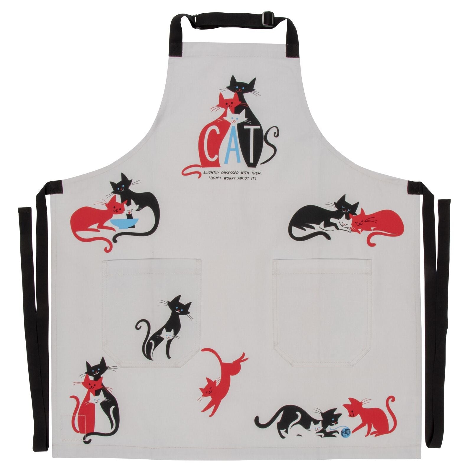 Cats. Slightly Obsessed With Them Funny Cooking and BBQ Apron Unisex 2 Pockets Adjustable Strap 100% Cotton | BlueQ at GetBullish by The Bullish Store