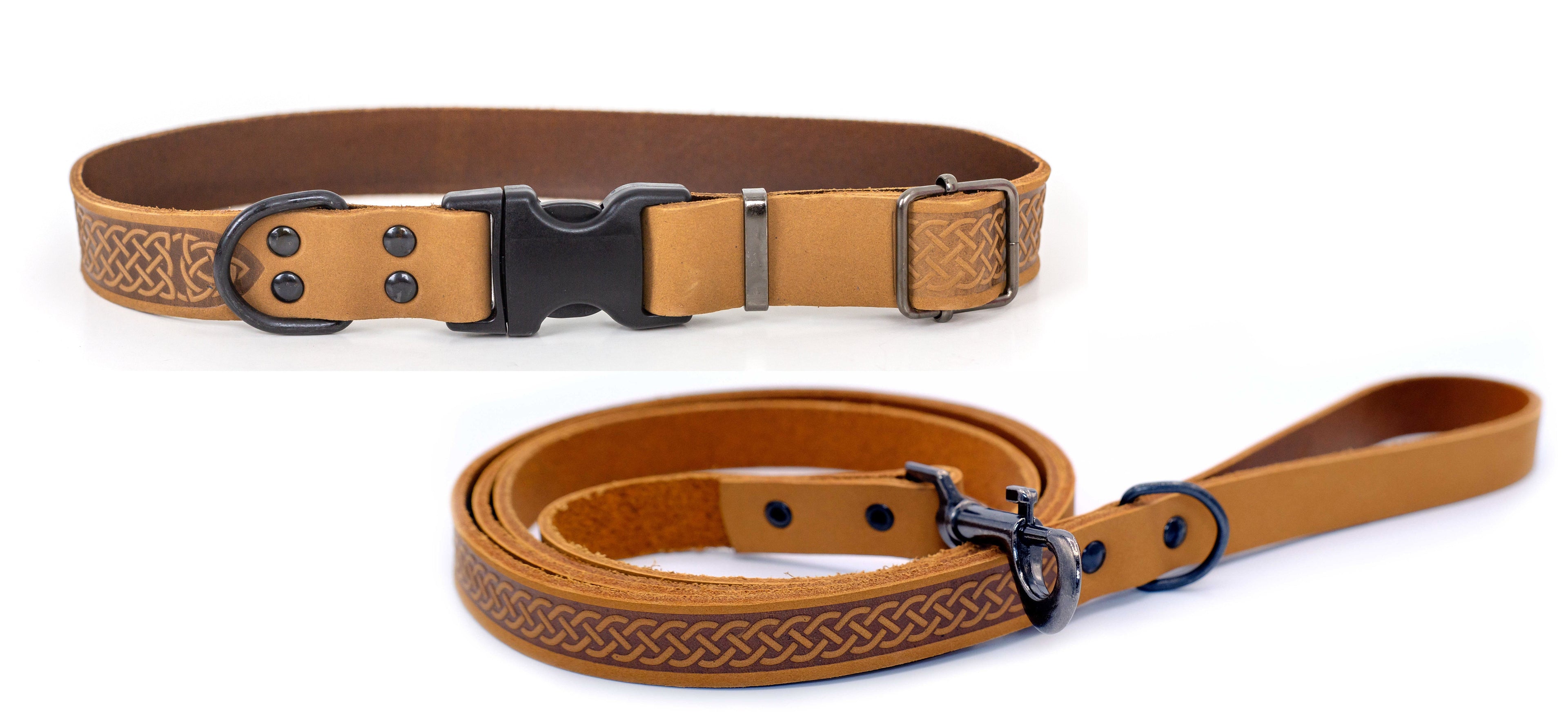 Celtic Sport Leather Collar and Leash Set by Euro-Dog Collars and Leads
