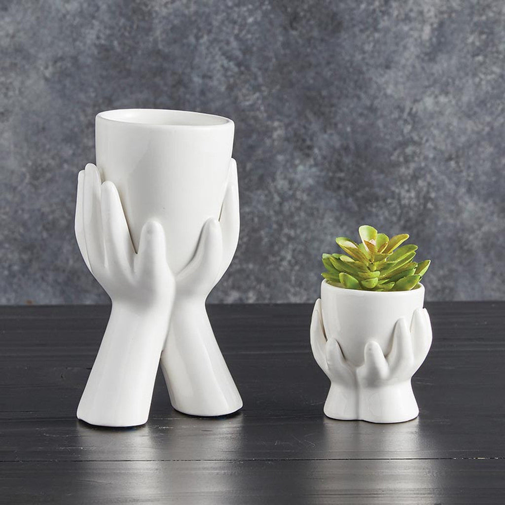 Ceramic Hands Mini Planter | Decorative Mini Aesthetic Plant Pot for Succulents & Flowers by The Bullish Store
