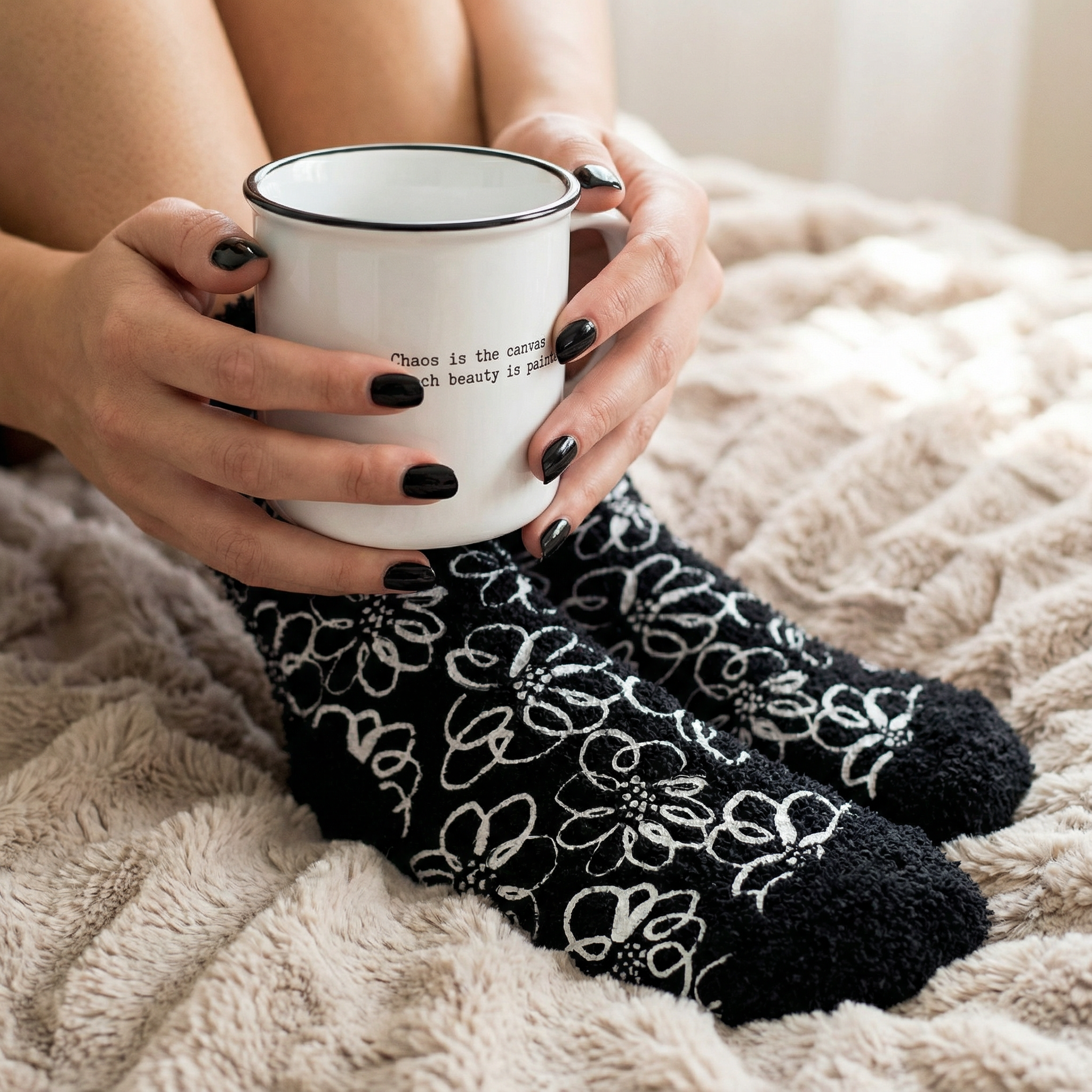 Chaos is the Canvas Mug & Sock Gift Set in Black and White by The Bullish Store