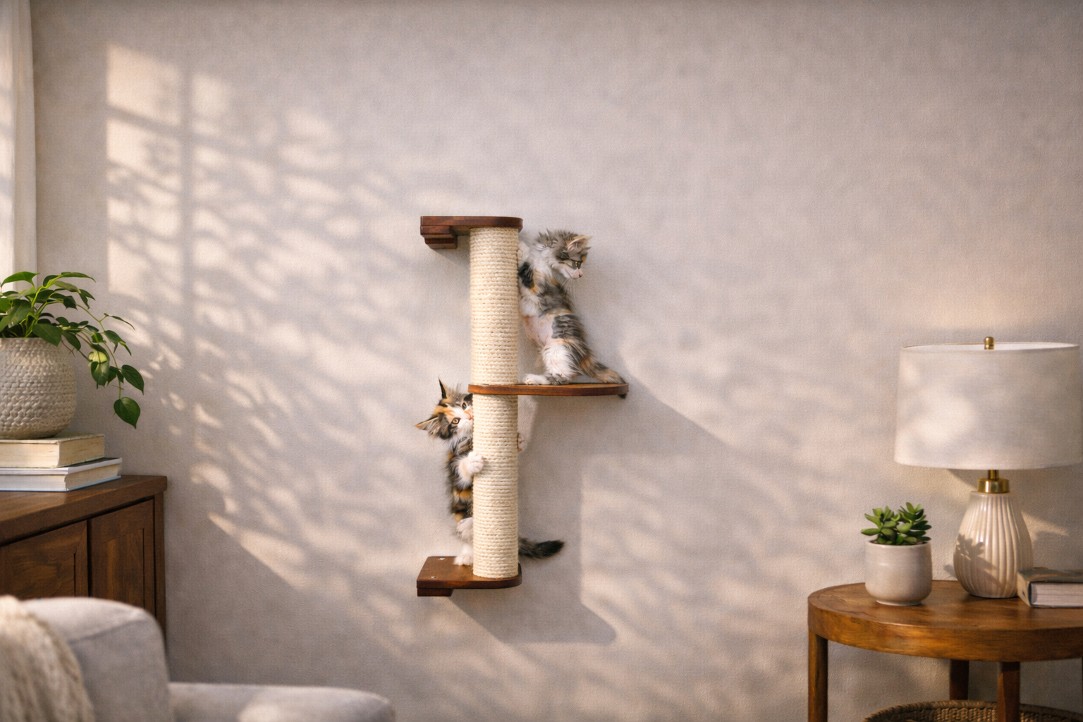 Wall Mounted Cat Climbing Pole - Sisal by Catastrophic Creations