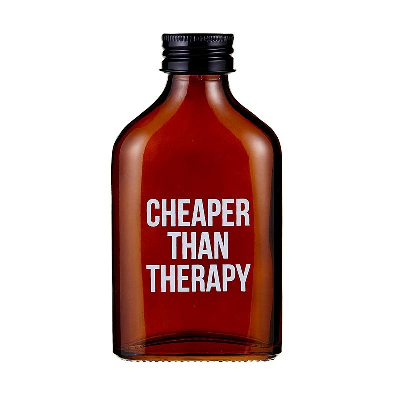Cheaper Than Therapy Amber Mini Flask | Glass by The Bullish Store