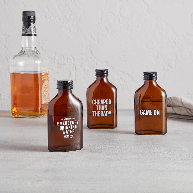Cheaper Than Therapy Amber Mini Flask | Glass by The Bullish Store