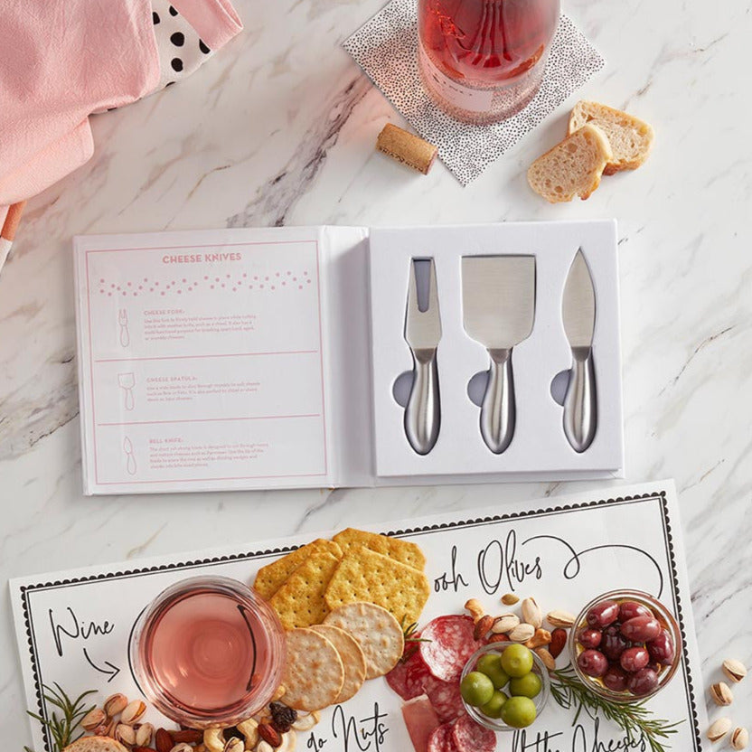 Cheese Knife Gift Set in Book Style Packaging | 3 Piece Gourmet Cheese Knives Set In Gift Box by The Bullish Store