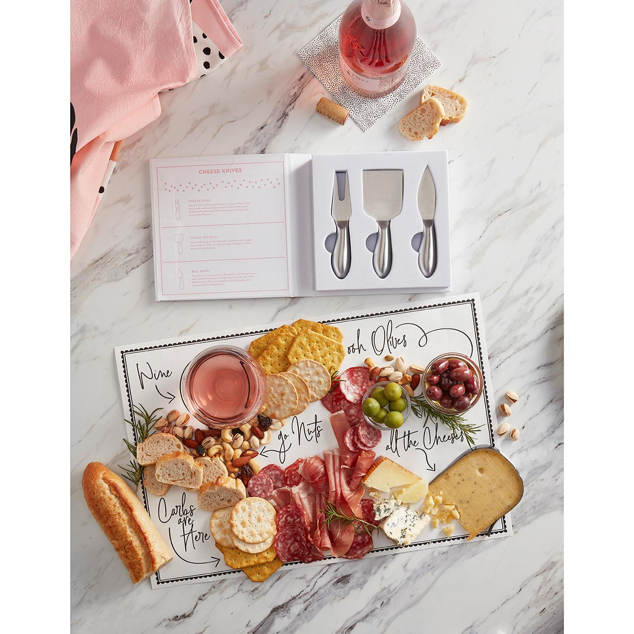 Cheese Knife Gift Set in Book Style Packaging | 3 Piece Gourmet Cheese Knives Set In Gift Box by The Bullish Store