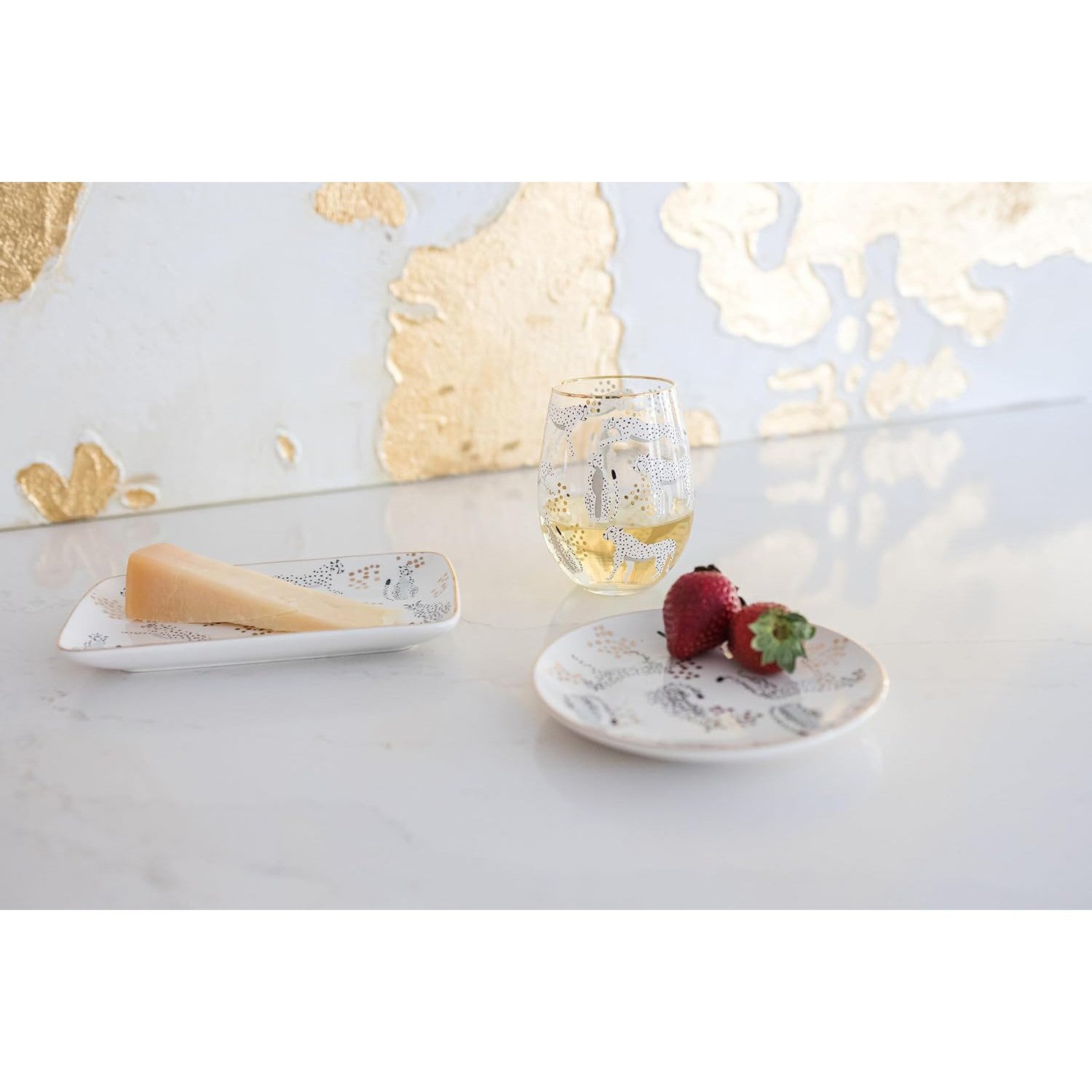 Cheetah Platter With Spreader | Ceramic Serving Dish Plate Tray with Butter Cheese Knife by The Bullish Store