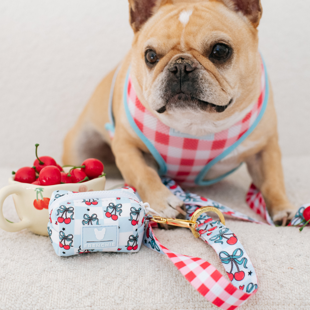 Frenchie Poo Bag Holder - Cherries Blue by Frenchie Bulldog