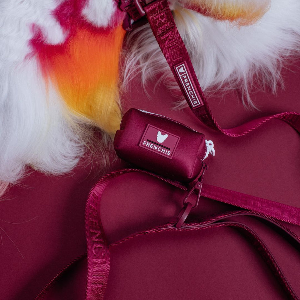 Frenchie Poo Bag Holder - Solid Ruby by Frenchie Bulldog