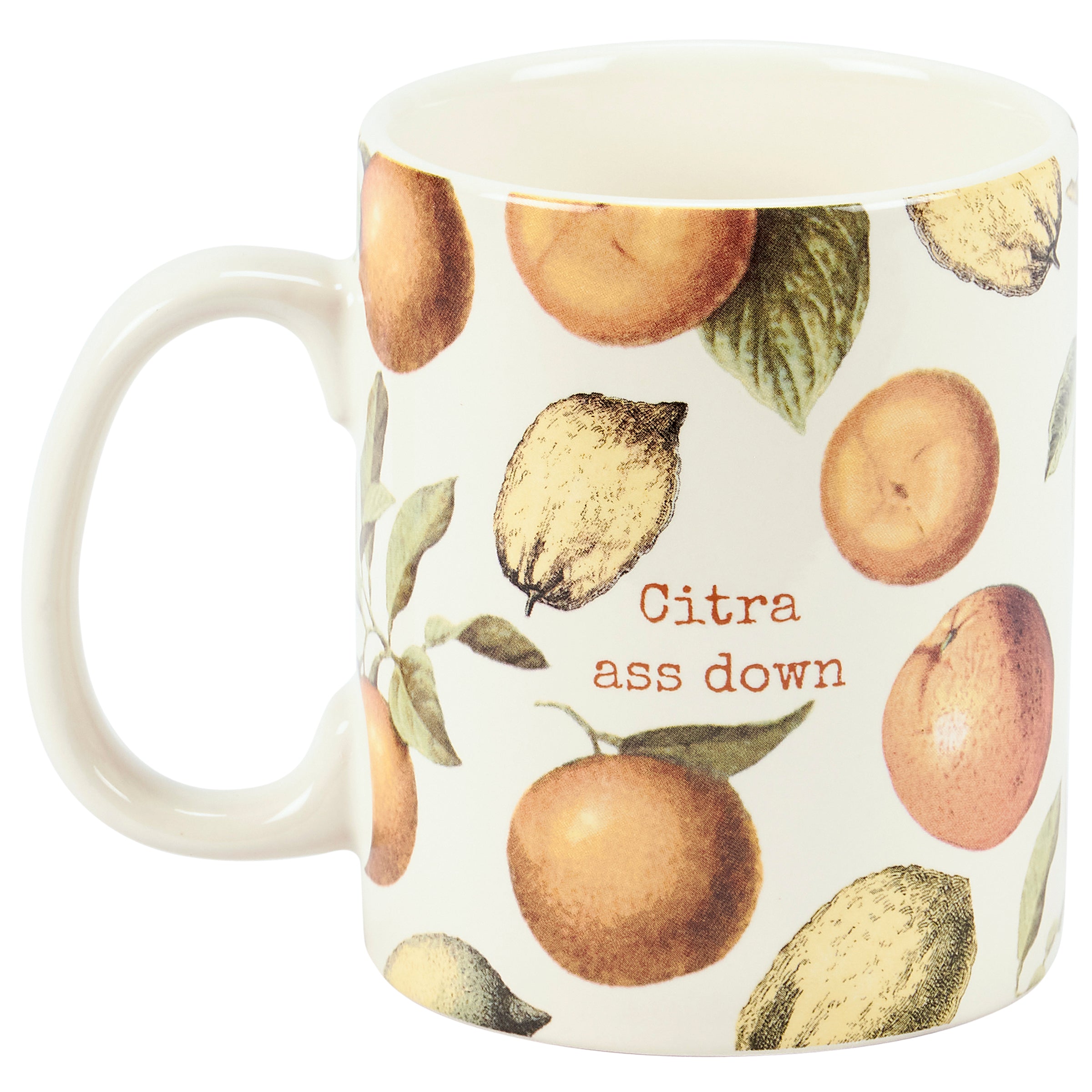 Citra Ass Down Mug in Citrus Vintage Design | Stoneware Coffee Tea Cup | 20 oz by The Bullish Store