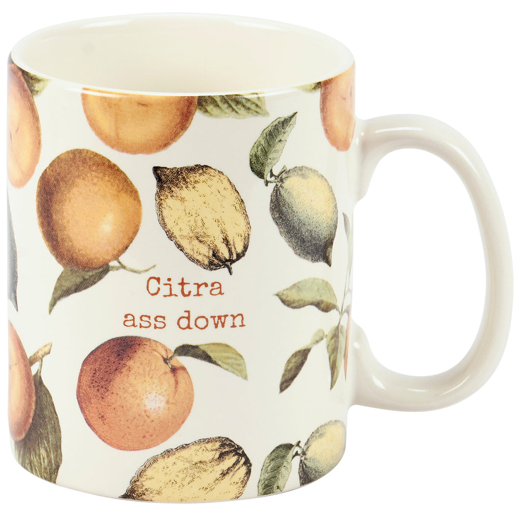 Citra Ass Down Mug in Citrus Vintage Design | Stoneware Coffee Tea Cup | 20 oz by The Bullish Store