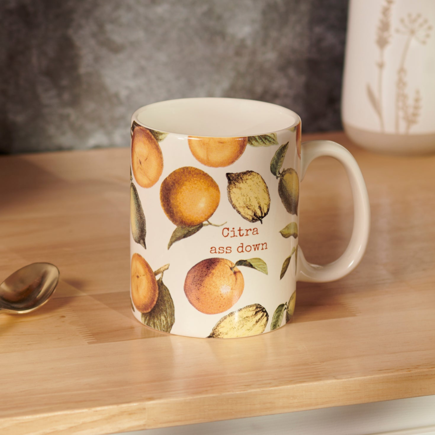 Citra Ass Down Mug in Citrus Vintage Design | Stoneware Coffee Tea Cup | 20 oz by The Bullish Store