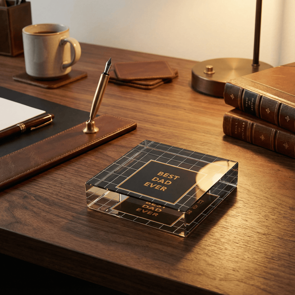 Classic Dad Gift! Best Dad Ever 3"x3" Paperweight in Gift Box by The Bullish Store