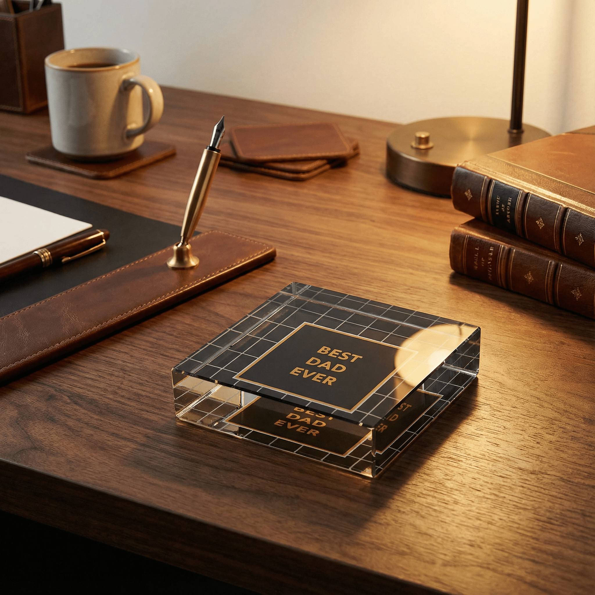 Classic Dad Gift! Best Dad Ever 3"x3" Paperweight in Gift Box by The Bullish Store