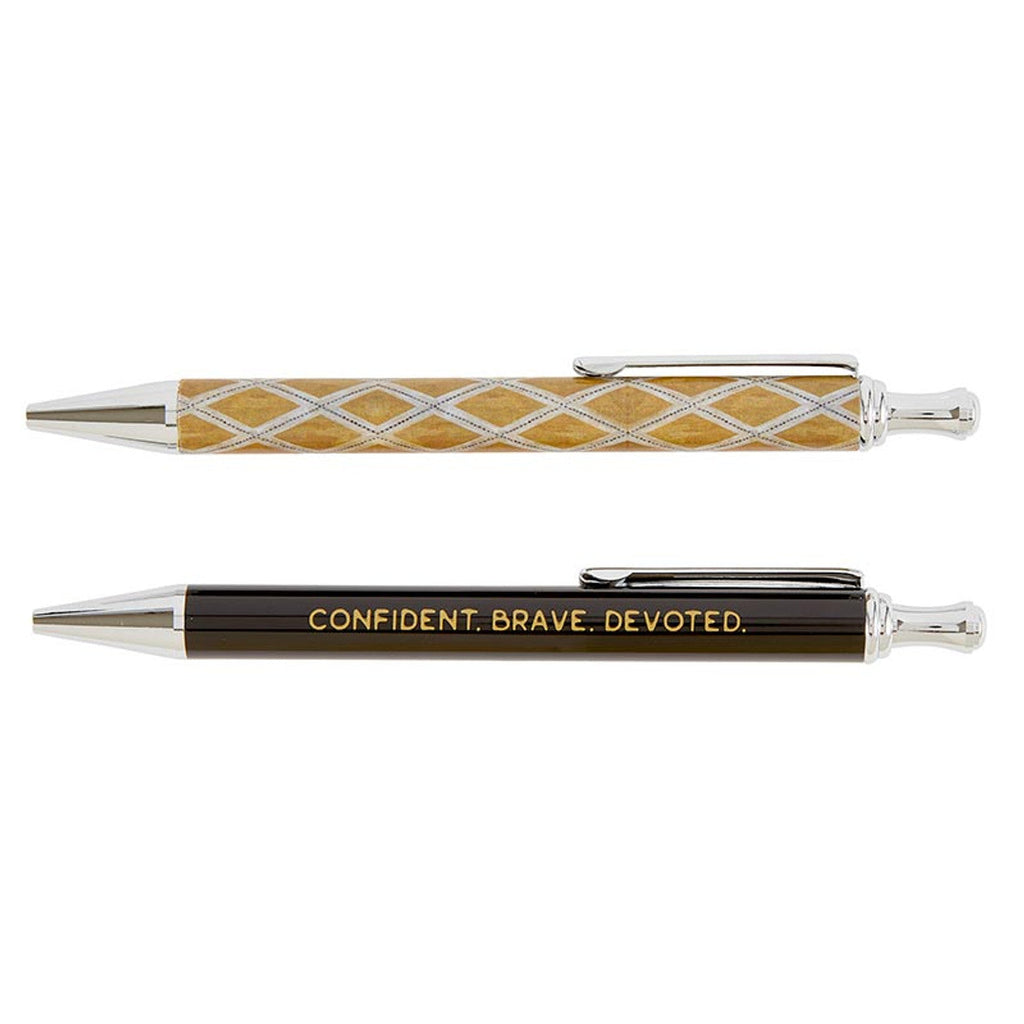 Confident Brave Devoted Pen Set | Set of 2 Giftable Pens in Box | Refillable | Gifts For Him by The Bullish Store