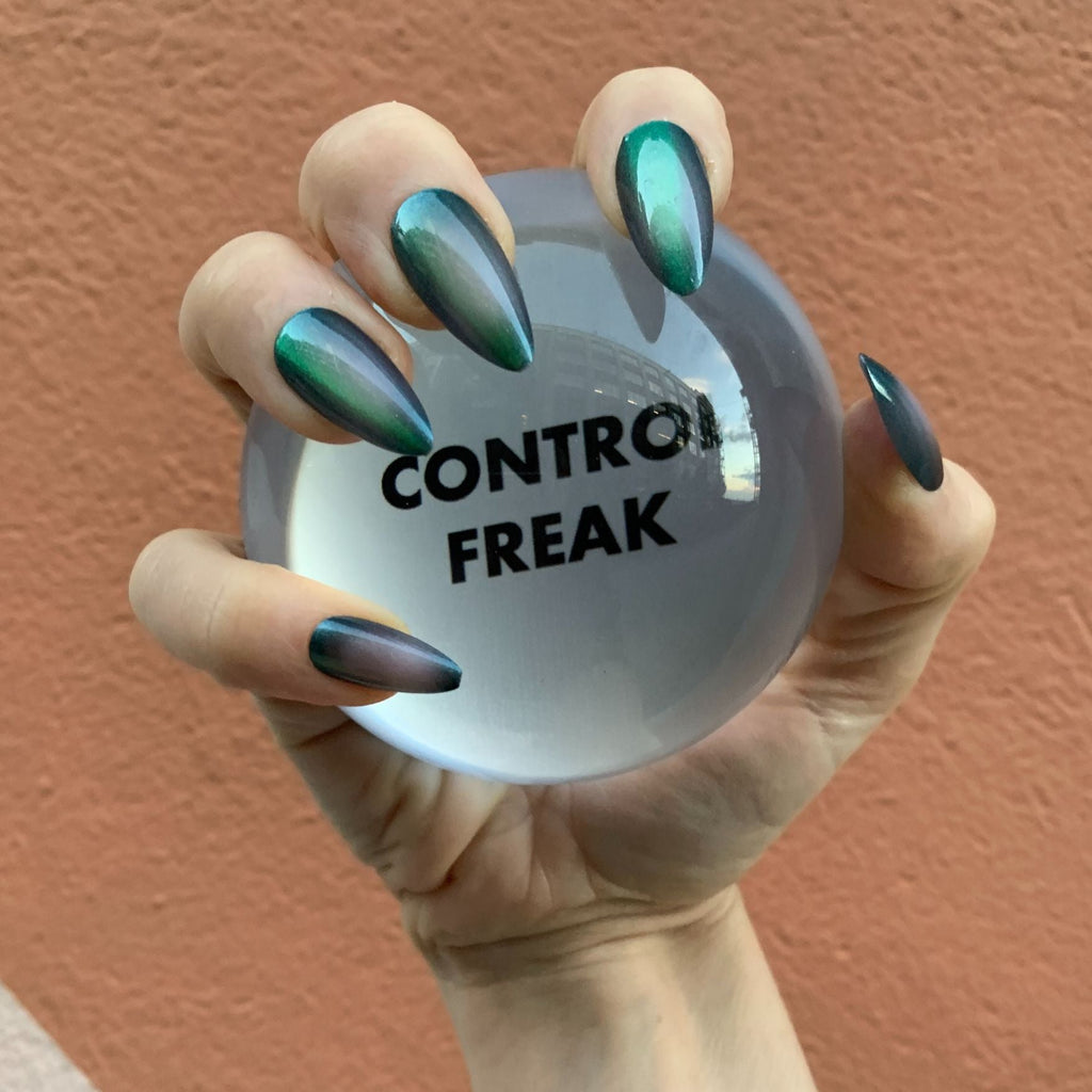 Control Freak Glass Dome Paperweight | Paper Document Holder | Desk Organizer Ornament by The Bullish Store