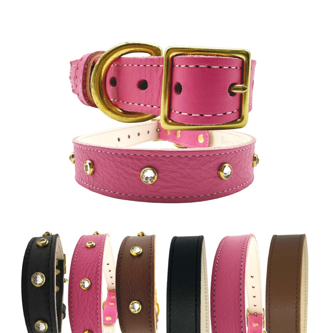 Plain Leather Dog Collar by Bonne et Filou